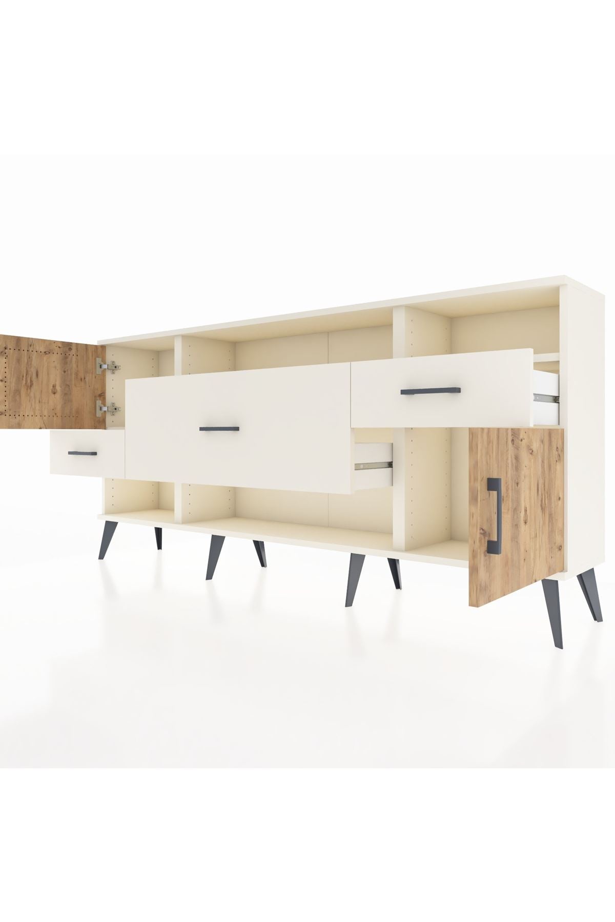 Arges Konsol 3 Raflı 3 Çekmeceli 2 Kapaklı 176x30x83 - S148M024V01A