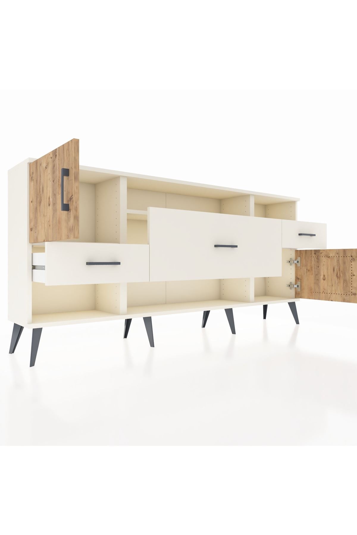 Arges Konsol 3 Raflı 3 Çekmeceli 2 Kapaklı 176x30x83 - S148M024V01A