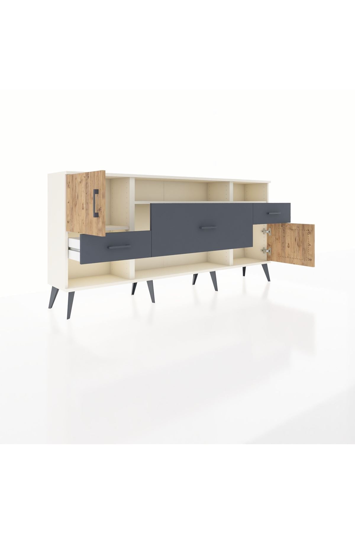 Arges Konsol 3 Raflı 3 Çekmeceli 2 Kapaklı 176x30x83 - S148M024V02A
