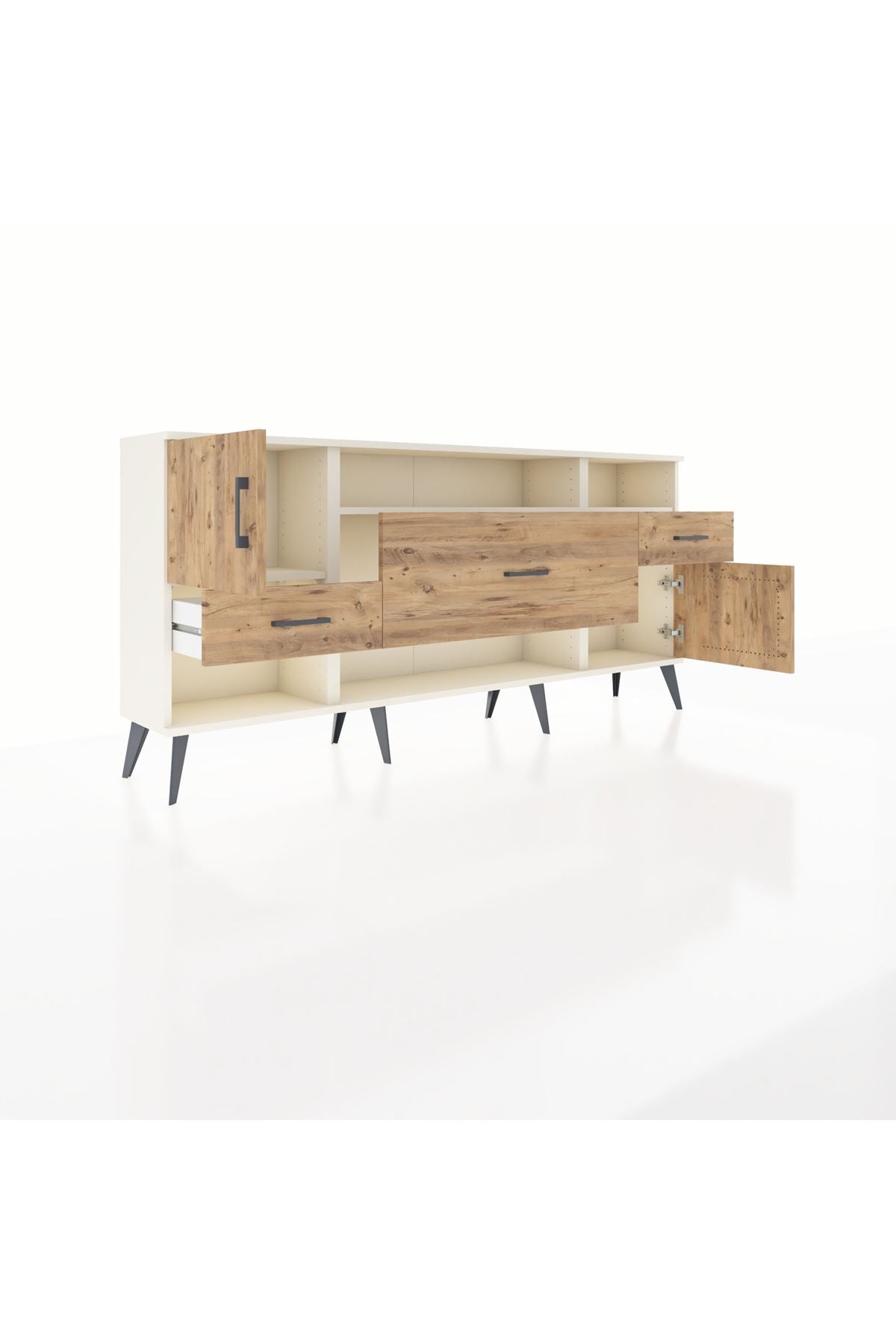 Arges Konsol 3 Raflı 3 Çekmeceli 2 Kapaklı 176x30x83 - S148M024V03A