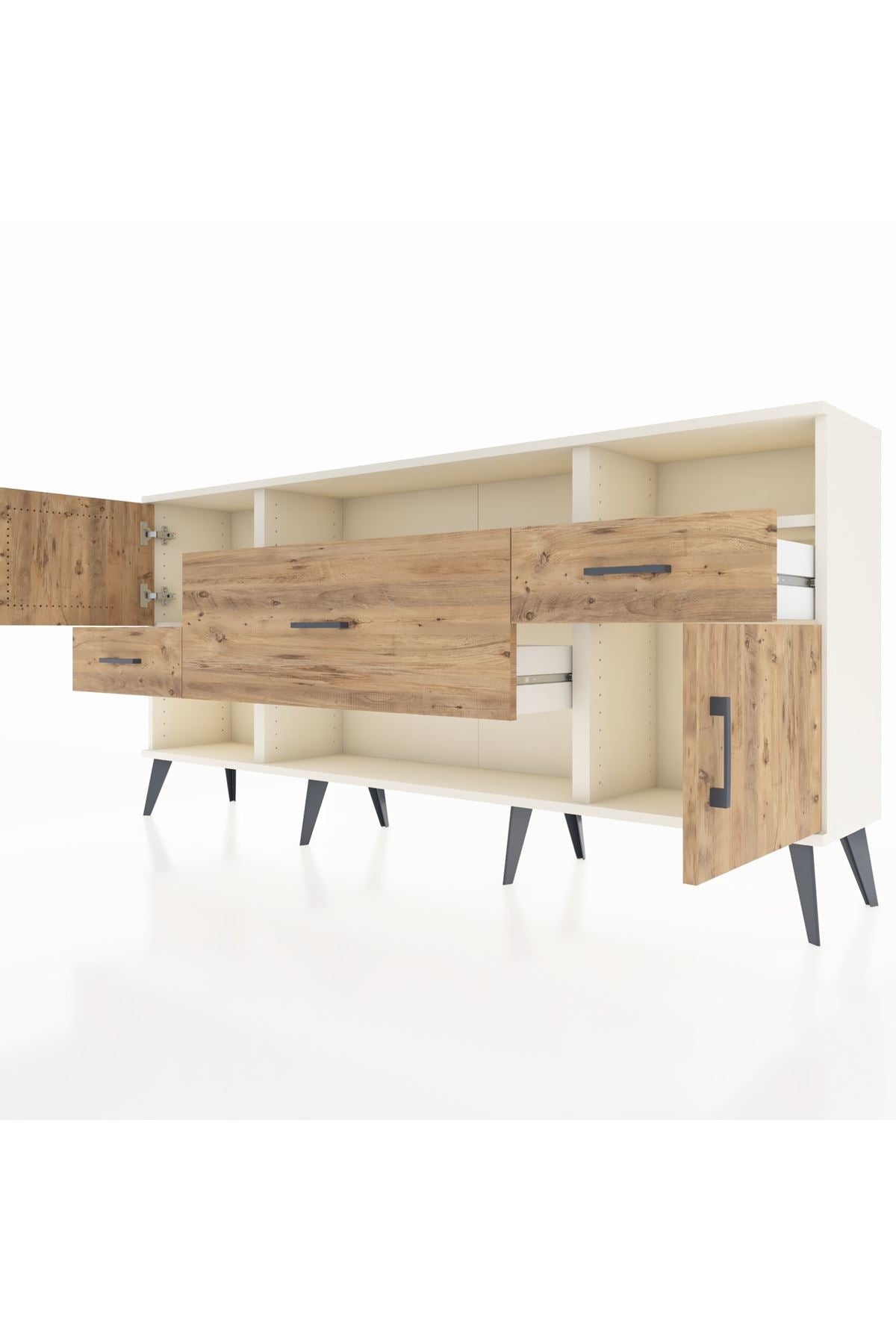 Arges Konsol 3 Raflı 3 Çekmeceli 2 Kapaklı 176x30x83 - S148M024V03A