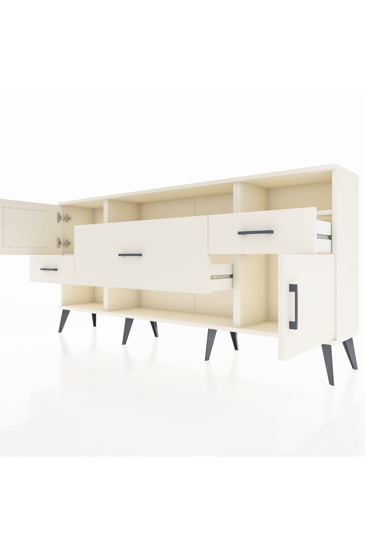 Arges Konsol 3 Raflı 3 Çekmeceli 2 Kapaklı 176x30x83 - S148M024V04A
