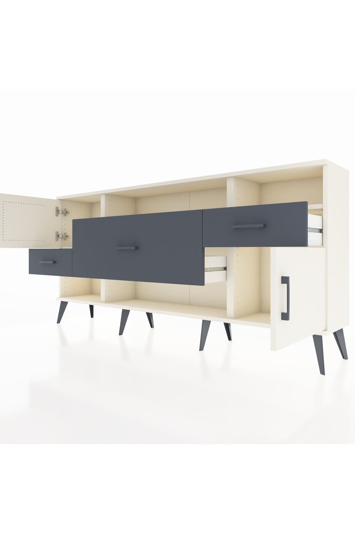 Arges Konsol 3 Raflı 3 Çekmeceli 2 Kapaklı 176x30x83 - S148M024V05A