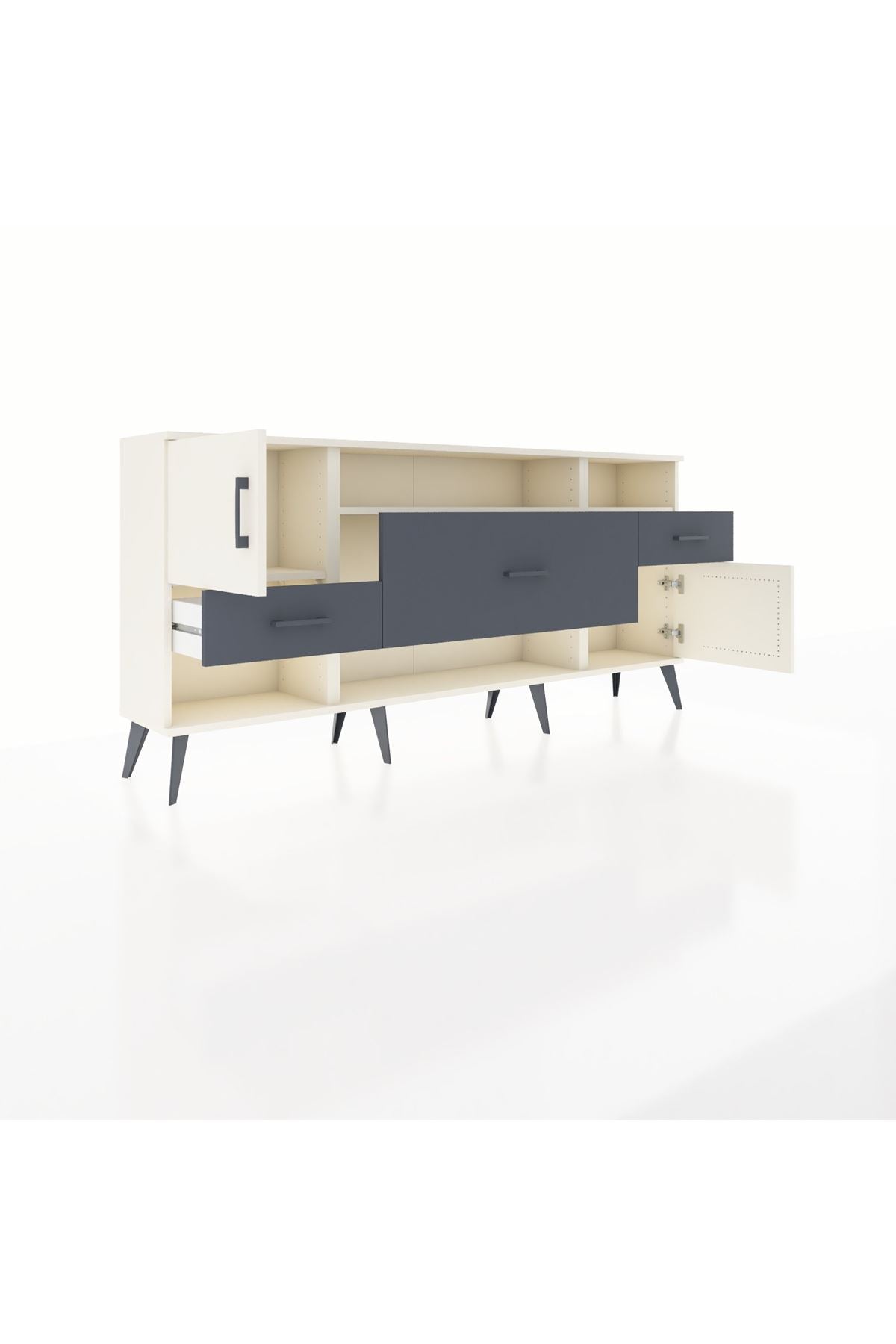 Arges Konsol 3 Raflı 3 Çekmeceli 2 Kapaklı 176x30x83 - S148M024V05A