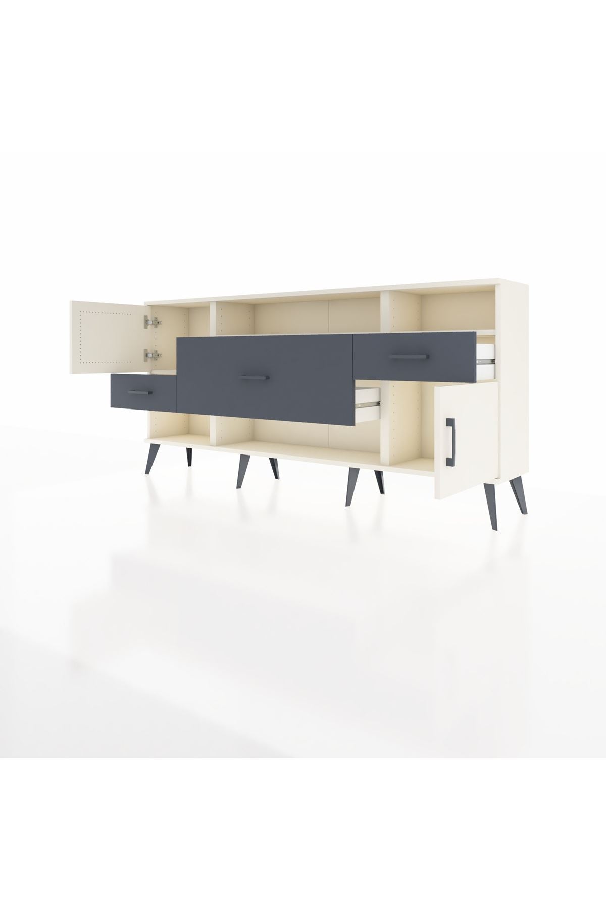 Arges Konsol 3 Raflı 3 Çekmeceli 2 Kapaklı 176x30x83 - S148M024V05A