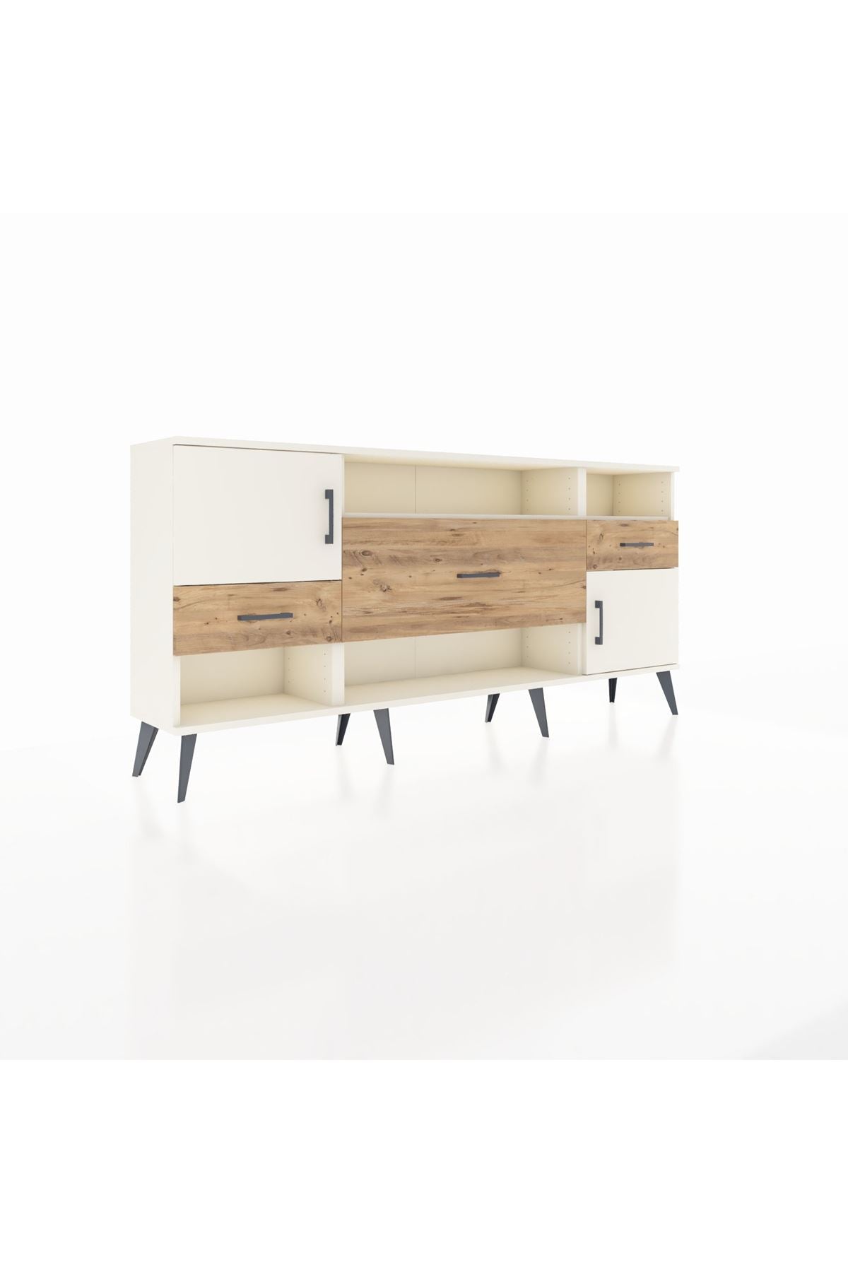 Arges Konsol 3 Raflı 3 Çekmeceli 2 Kapaklı 176x30x83 - S148M024V06A