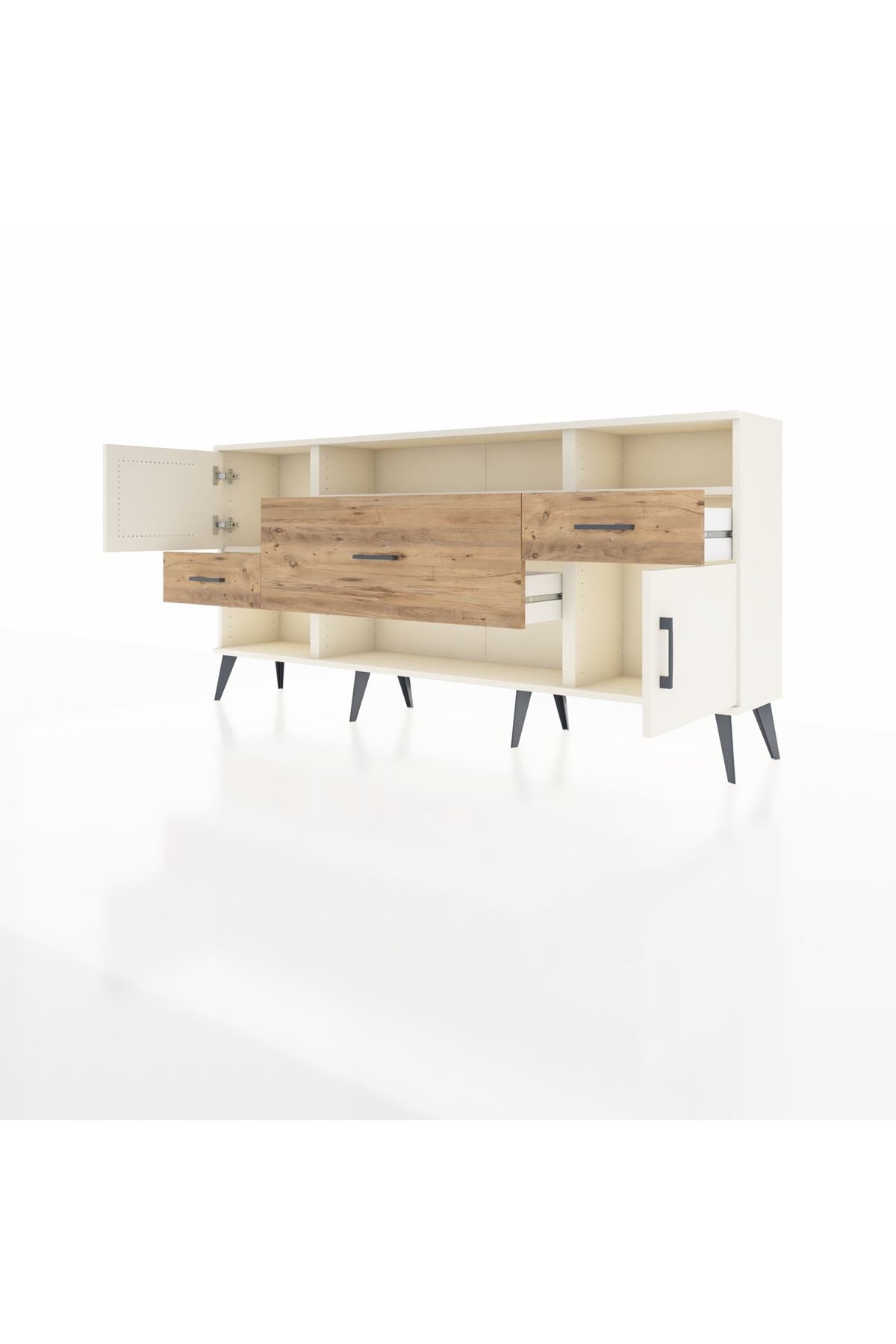 Arges Konsol 3 Raflı 3 Çekmeceli 2 Kapaklı 176x30x83 - S148M024V06A