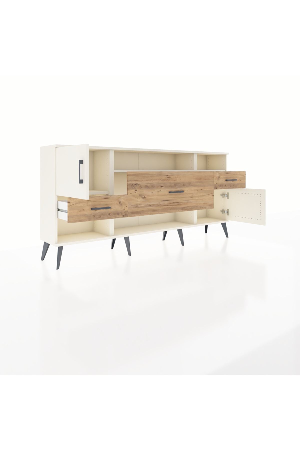 Arges Konsol 3 Raflı 3 Çekmeceli 2 Kapaklı 176x30x83 - S148M024V06A