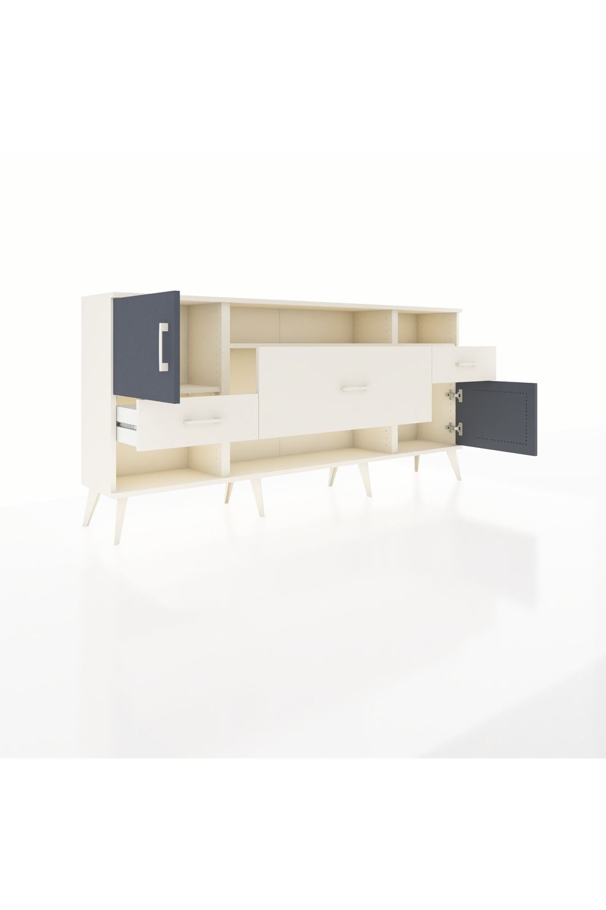 Arges Konsol 3 Raflı 3 Çekmeceli 2 Kapaklı 176x30x83 - S148M024V07A