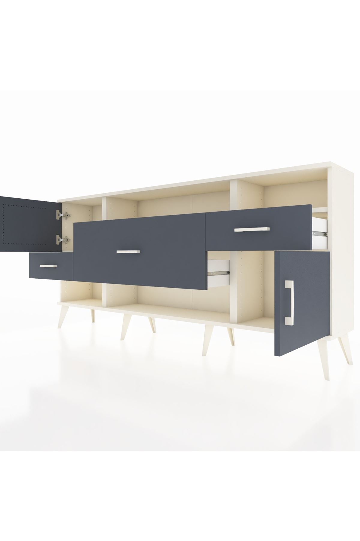 Arges Konsol 3 Raflı 3 Çekmeceli 2 Kapaklı 176x30x83 - S148M024V08A