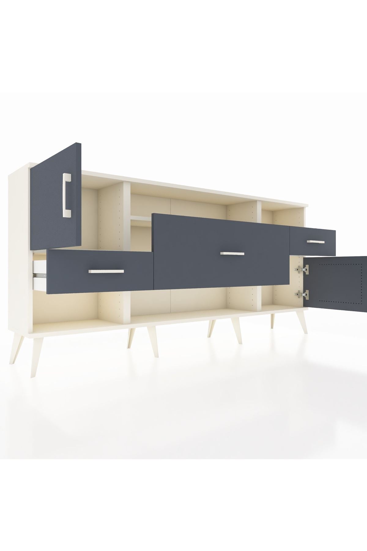 Arges Konsol 3 Raflı 3 Çekmeceli 2 Kapaklı 176x30x83 - S148M024V08A