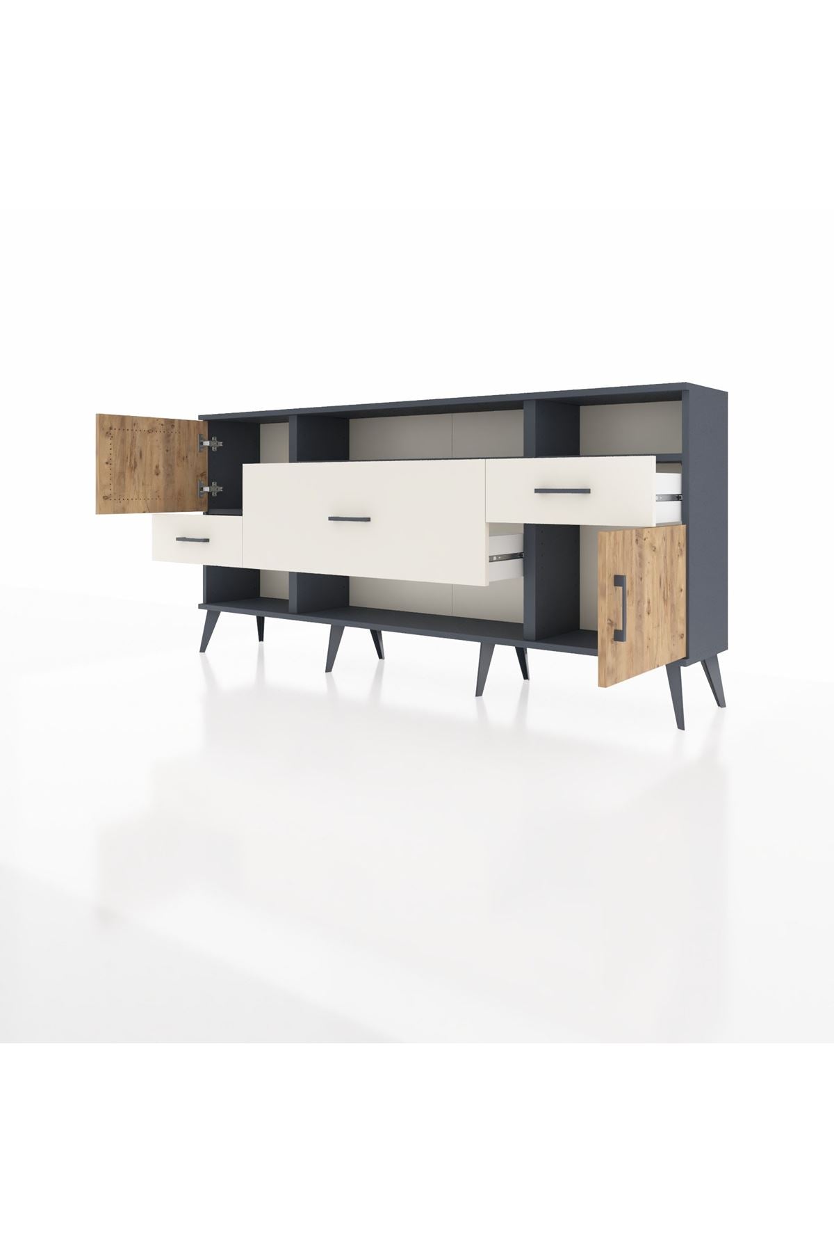 Arges Konsol 3 Raflı 3 Çekmeceli 2 Kapaklı 176x30x83 - S148M024V10A