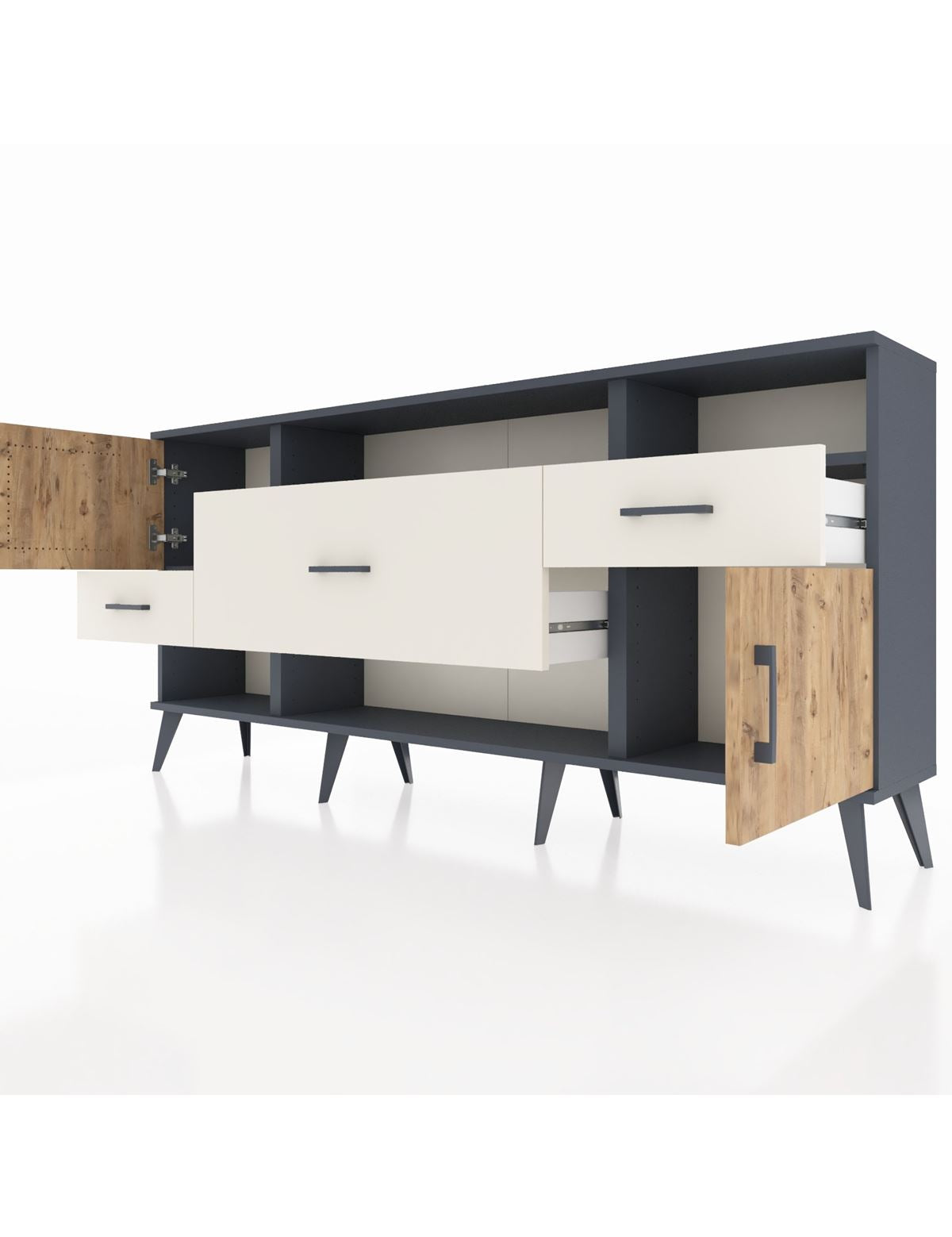 Arges Konsol 3 Raflı 3 Çekmeceli 2 Kapaklı 176x30x83 - S148M024V10A