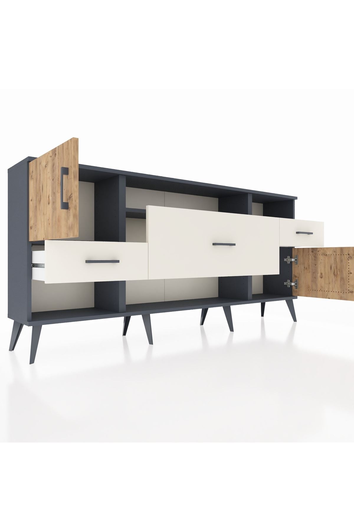 Arges Konsol 3 Raflı 3 Çekmeceli 2 Kapaklı 176x30x83 - S148M024V10A