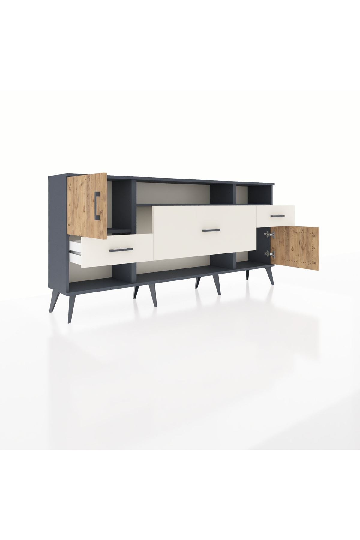 Arges Konsol 3 Raflı 3 Çekmeceli 2 Kapaklı 176x30x83 - S148M024V10A