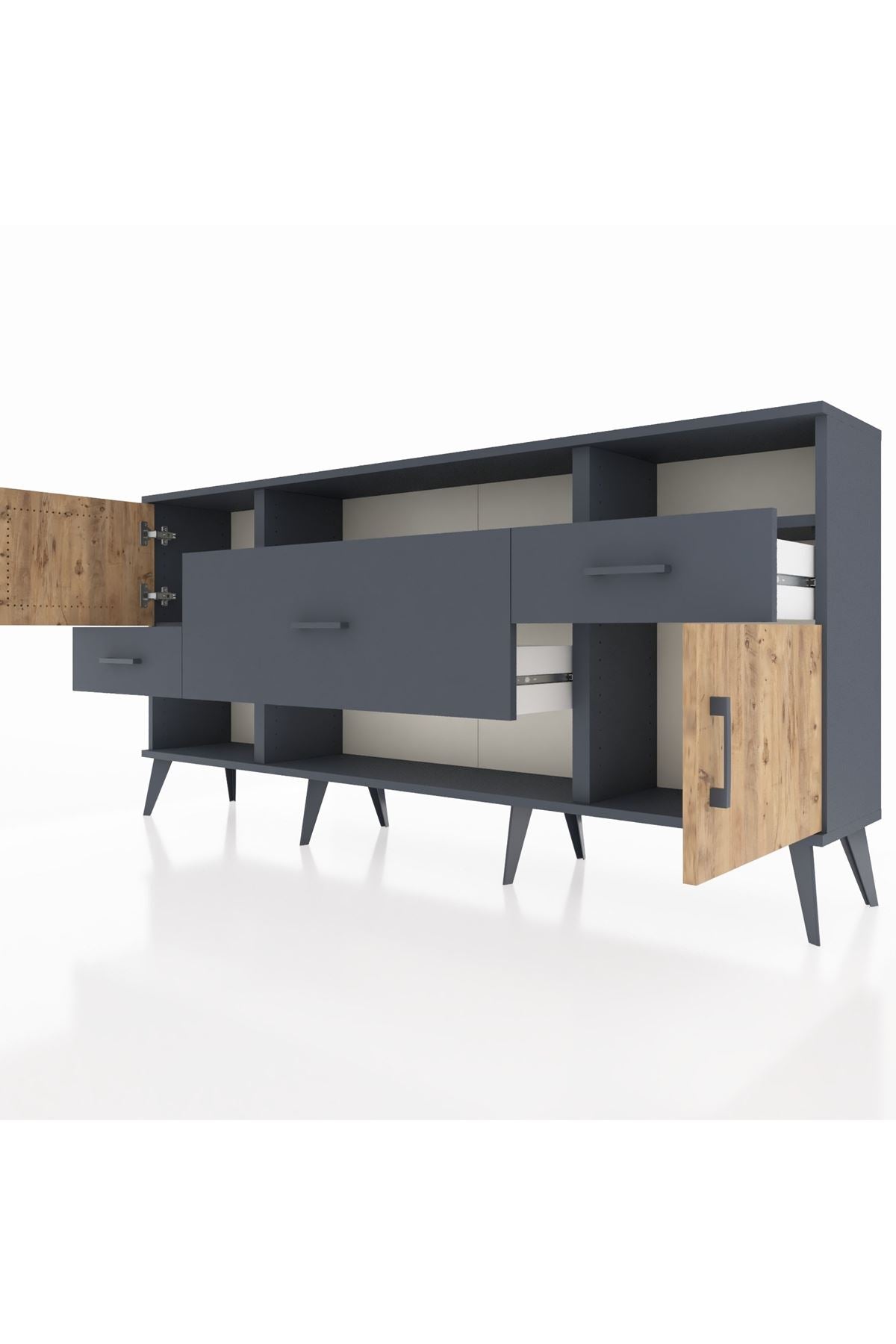 Arges Konsol 3 Raflı 3 Çekmeceli 2 Kapaklı 176x30x83 - S148M024V11A