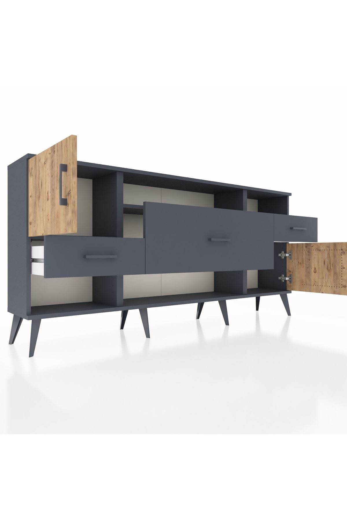 Arges Konsol 3 Raflı 3 Çekmeceli 2 Kapaklı 176x30x83 - S148M024V11A