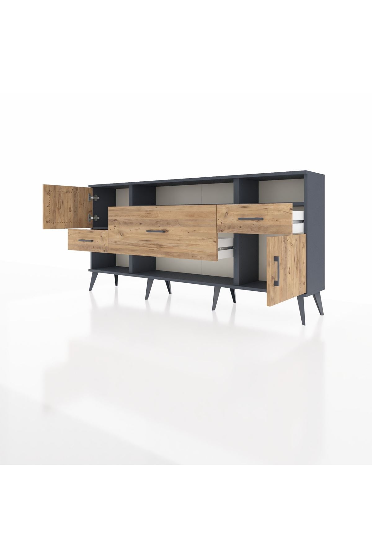 Arges Konsol 3 Raflı 3 Çekmeceli 2 Kapaklı 176x30x83 - S148M024V12A