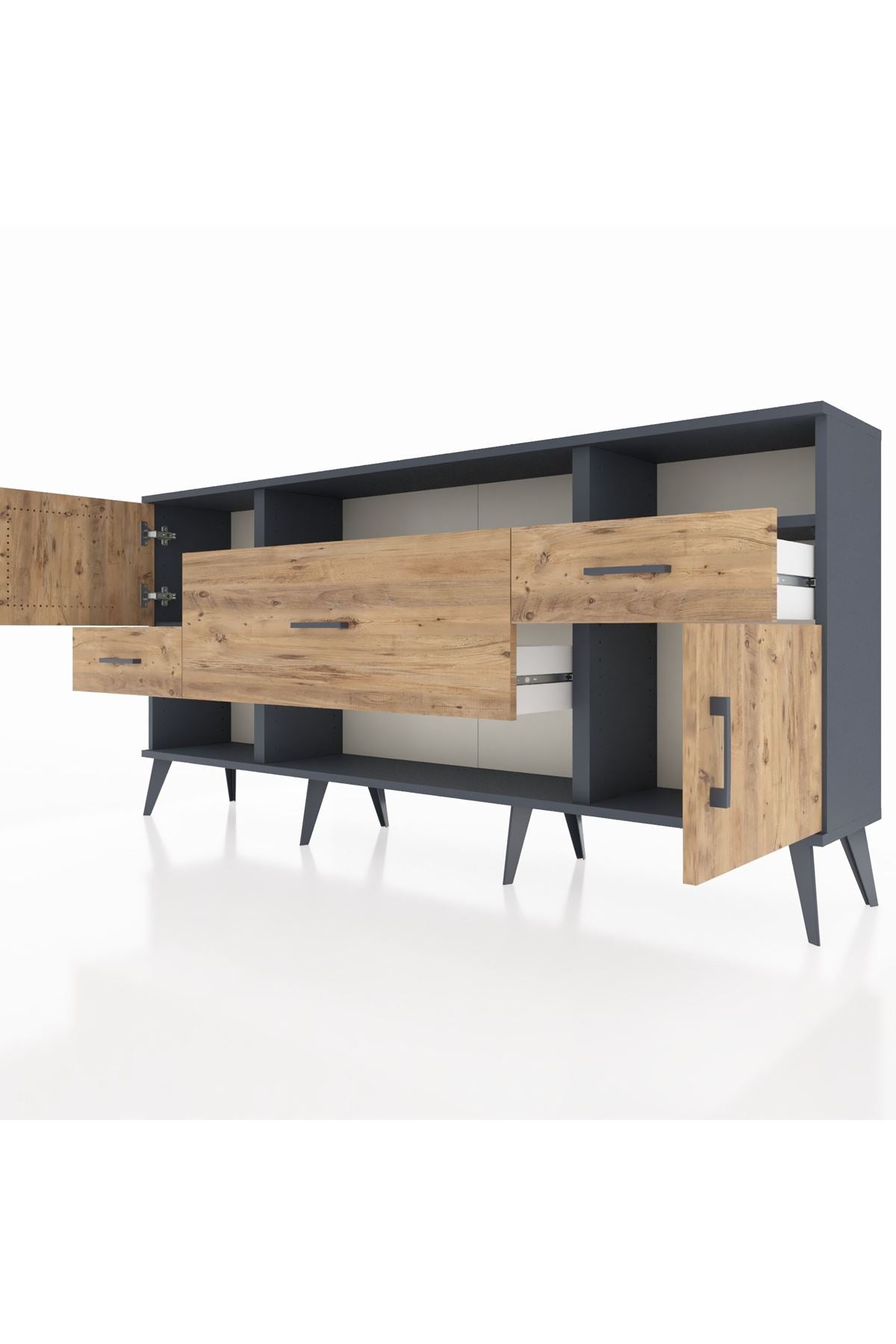 Arges Konsol 3 Raflı 3 Çekmeceli 2 Kapaklı 176x30x83 - S148M024V12A