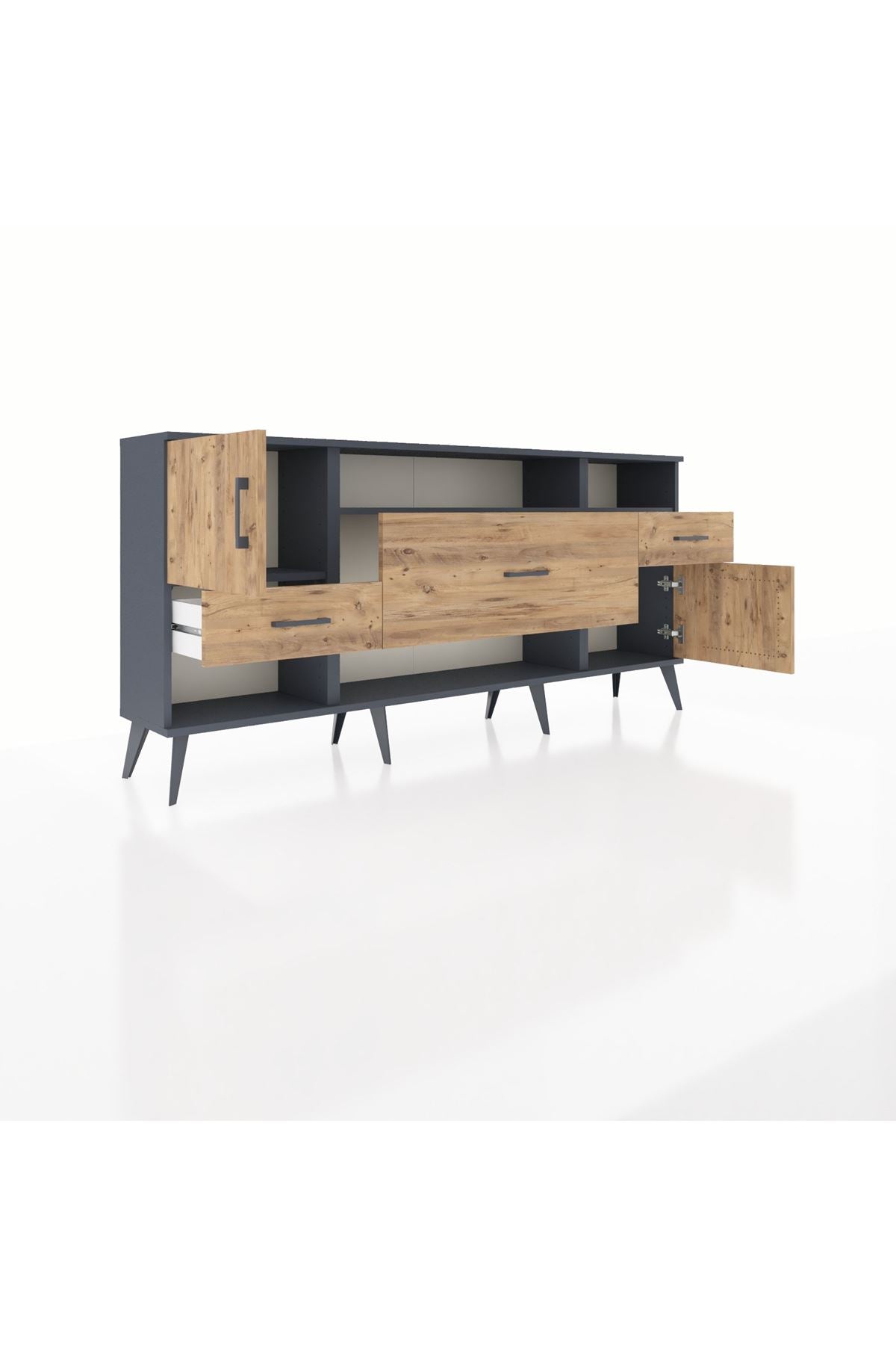 Arges Konsol 3 Raflı 3 Çekmeceli 2 Kapaklı 176x30x83 - S148M024V12A