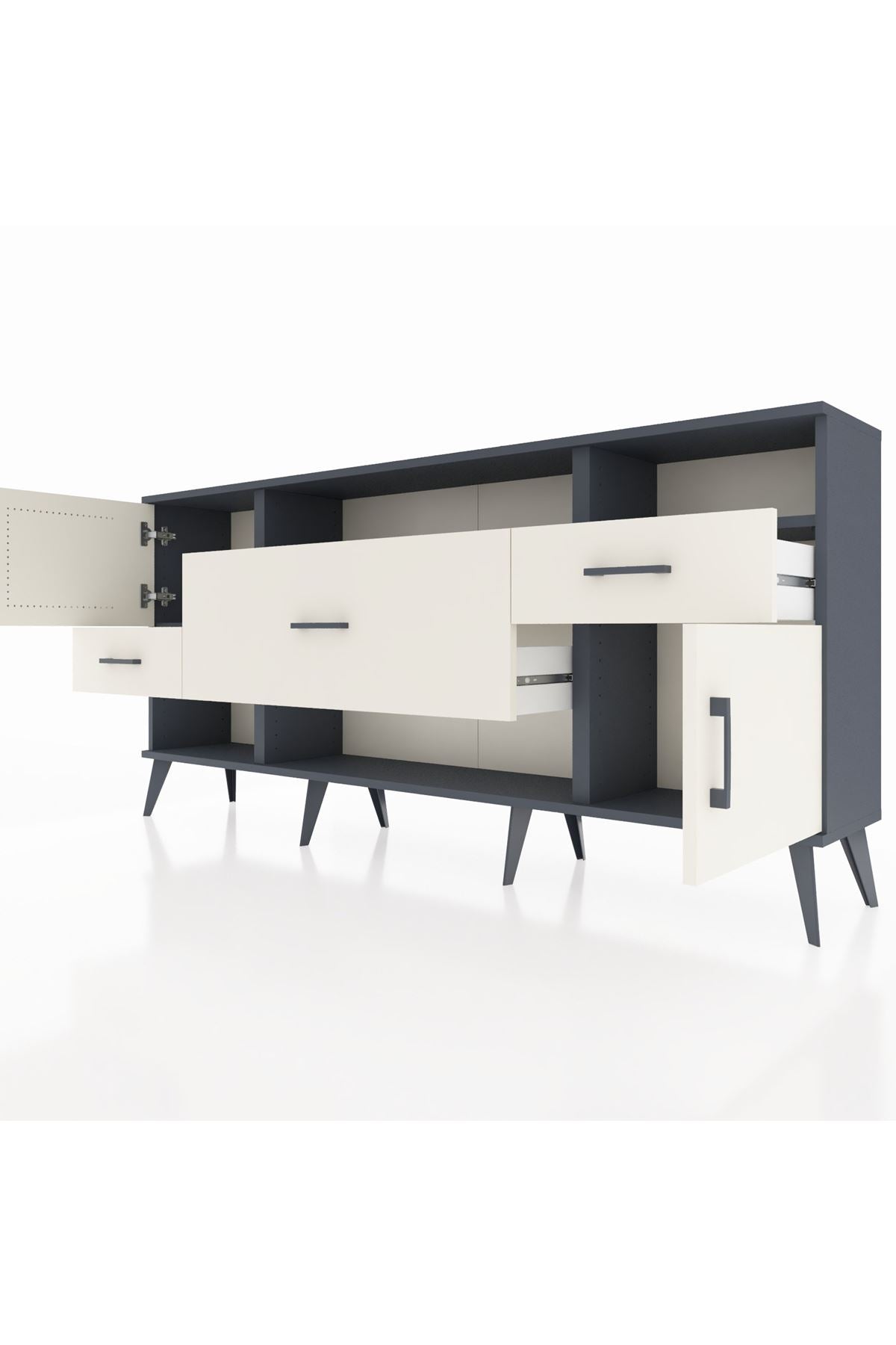 Arges Konsol 3 Raflı 3 Çekmeceli 2 Kapaklı 176x30x83 - S148M024V13A