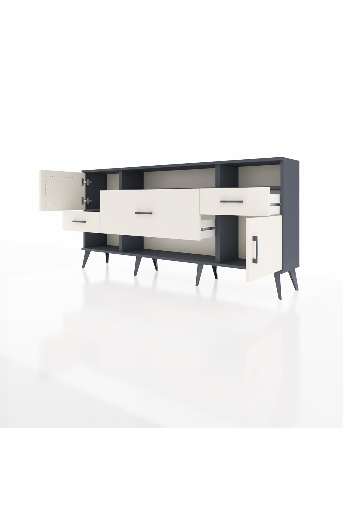 Arges Konsol 3 Raflı 3 Çekmeceli 2 Kapaklı 176x30x83 - S148M024V13A