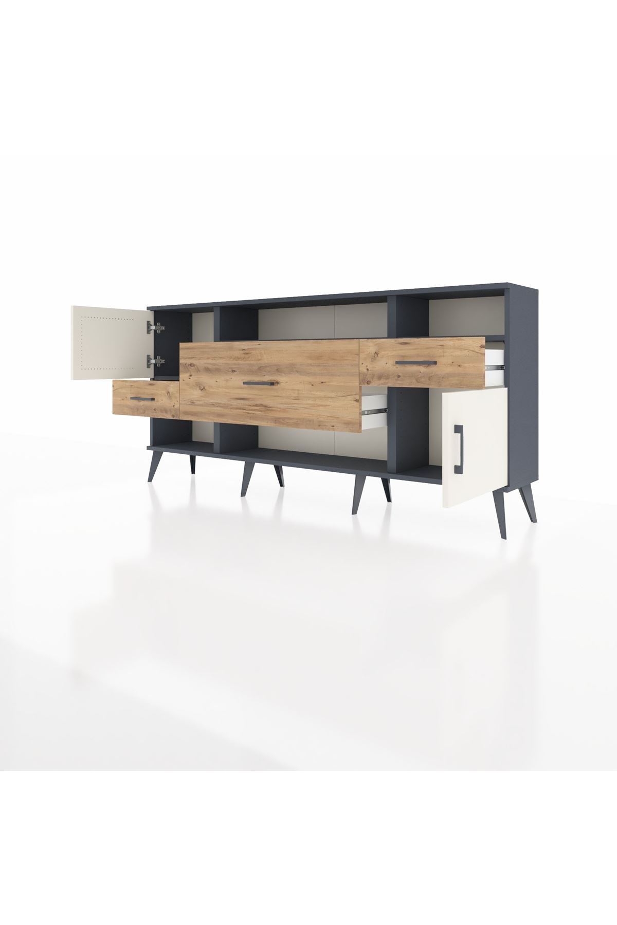 Arges Konsol 3 Raflı 3 Çekmeceli 2 Kapaklı 176x30x83 - S148M024V15A