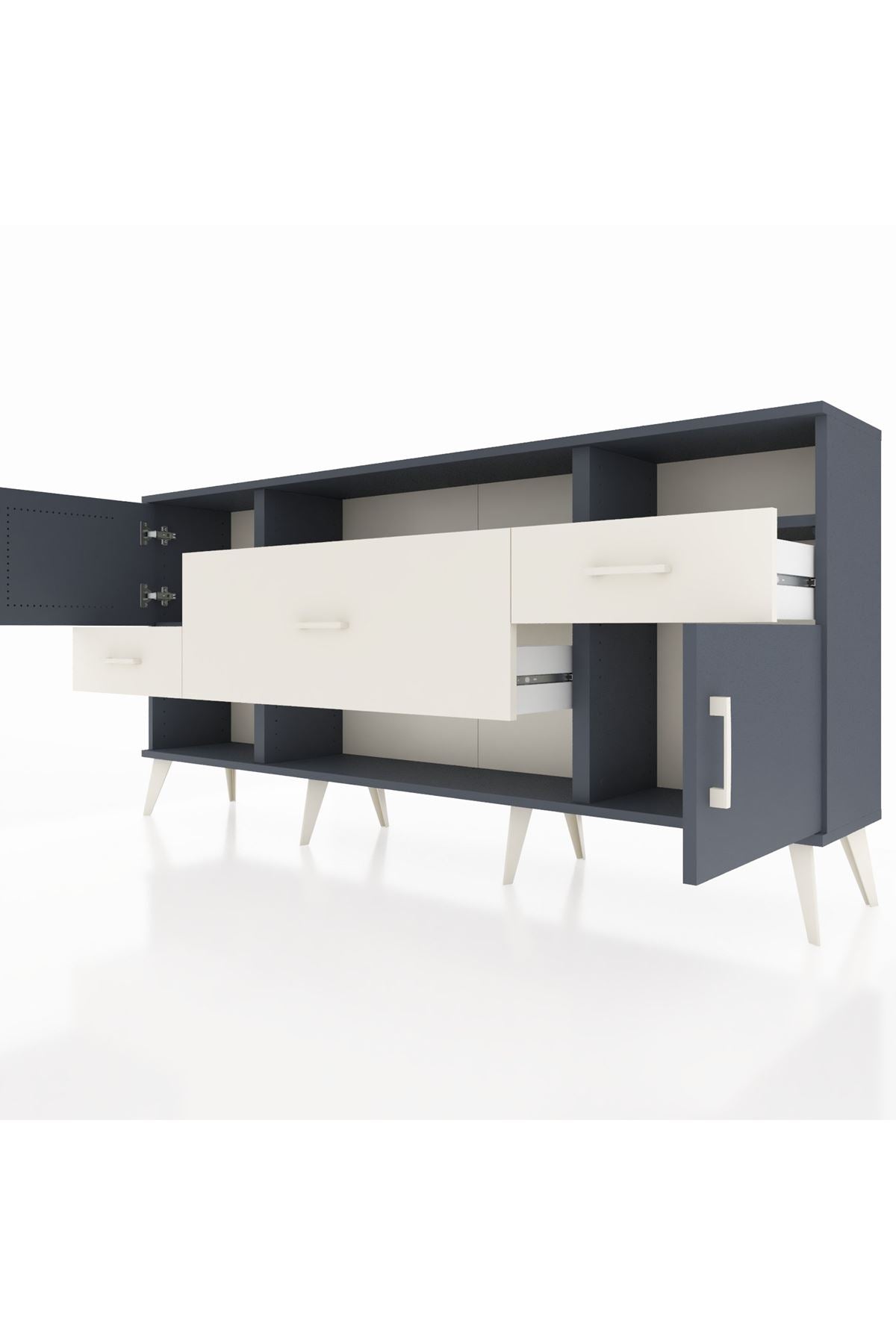 Arges Konsol 3 Raflı 3 Çekmeceli 2 Kapaklı 176x30x83 - S148M024V16A