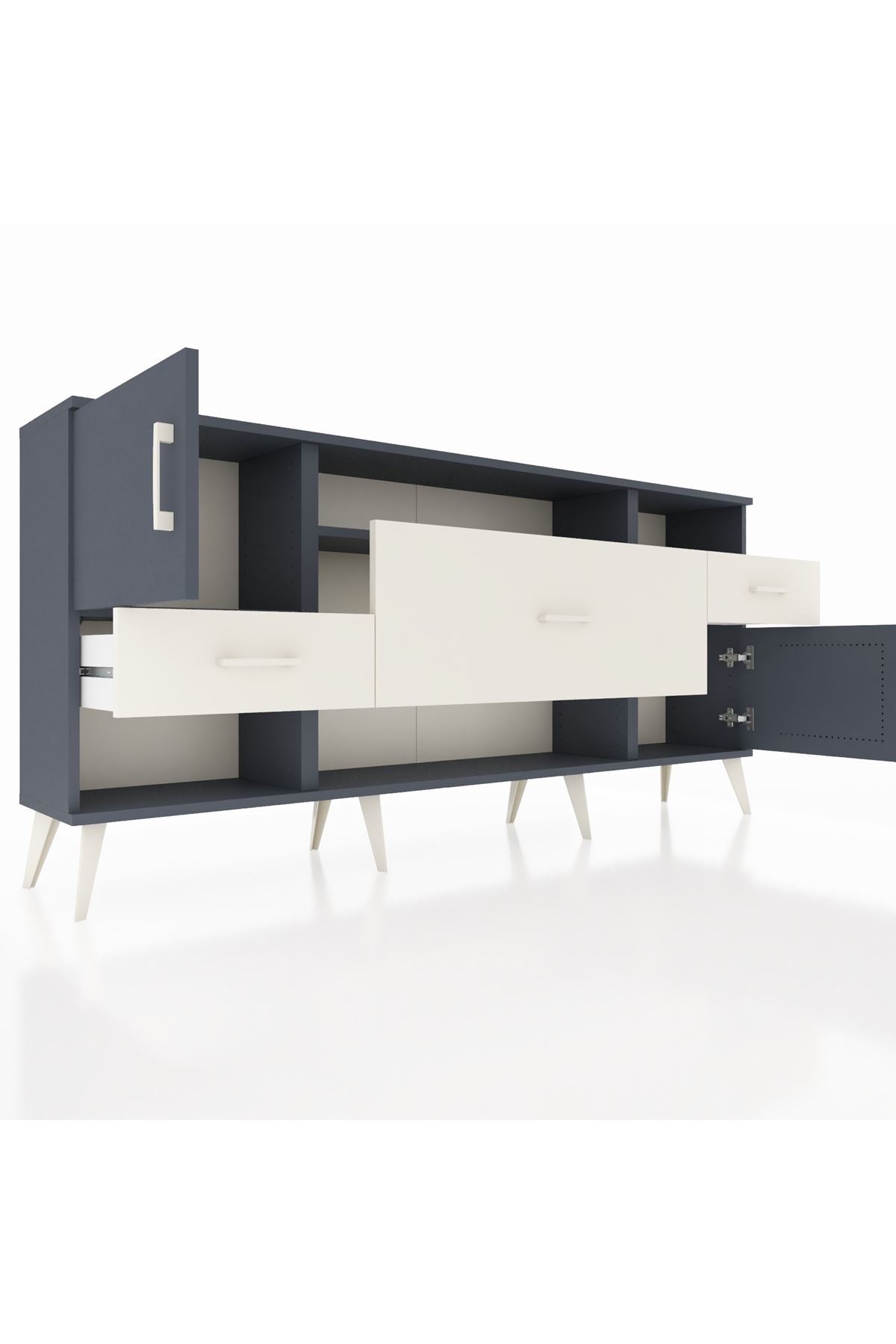 Arges Konsol 3 Raflı 3 Çekmeceli 2 Kapaklı 176x30x83 - S148M024V16A