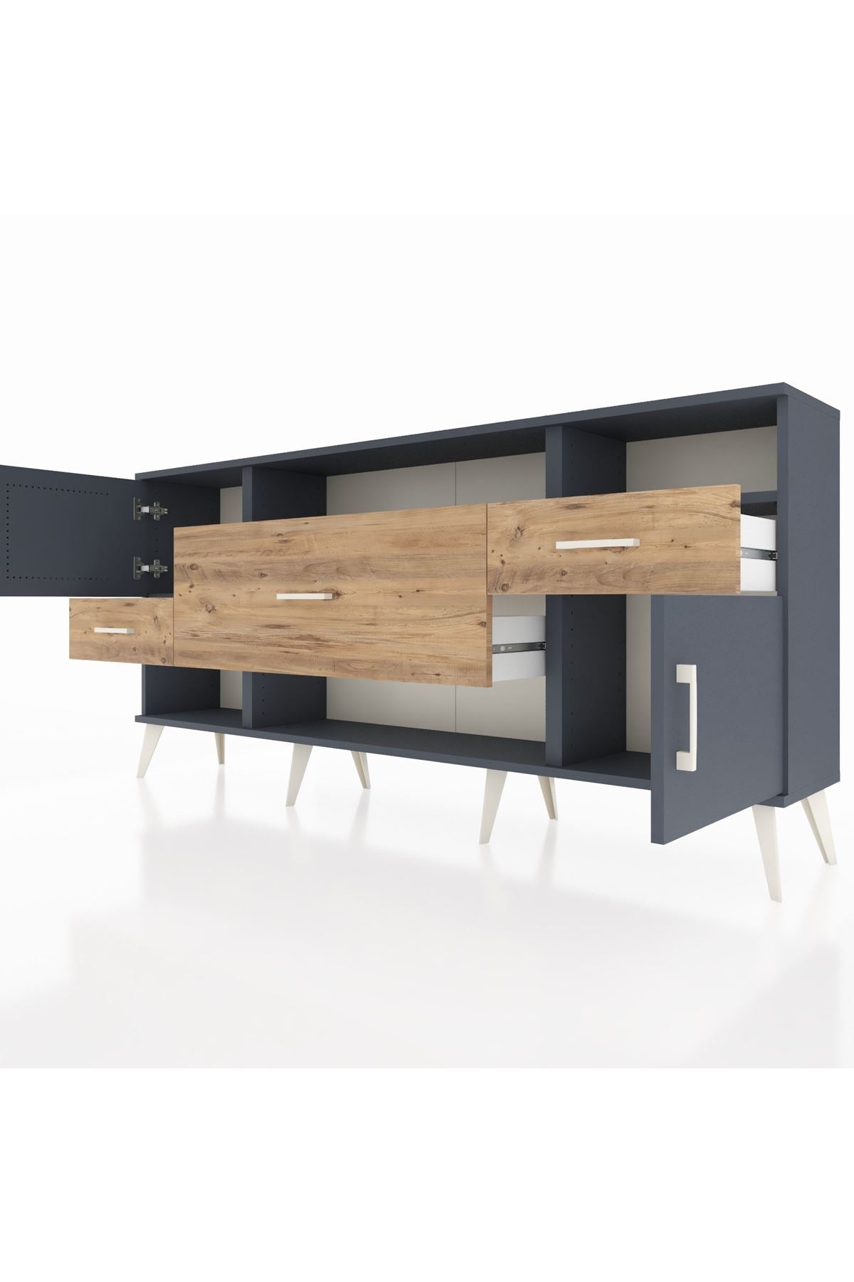 Arges Konsol 3 Raflı 3 Çekmeceli 2 Kapaklı 176x30x83 - S148M024V18A