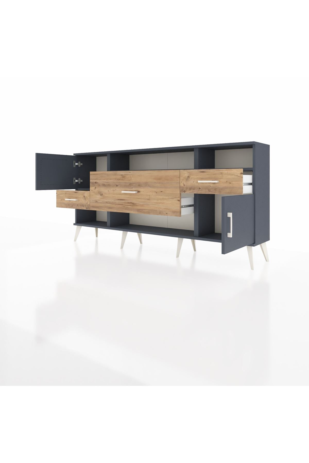 Arges Konsol 3 Raflı 3 Çekmeceli 2 Kapaklı 176x30x83 - S148M024V18A