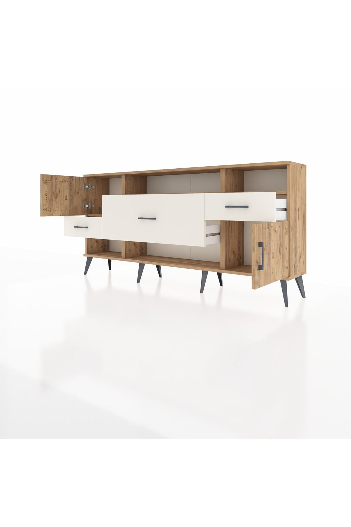 Arges Konsol 3 Raflı 3 Çekmeceli 2 Kapaklı 176x30x83 - S148M024V19A