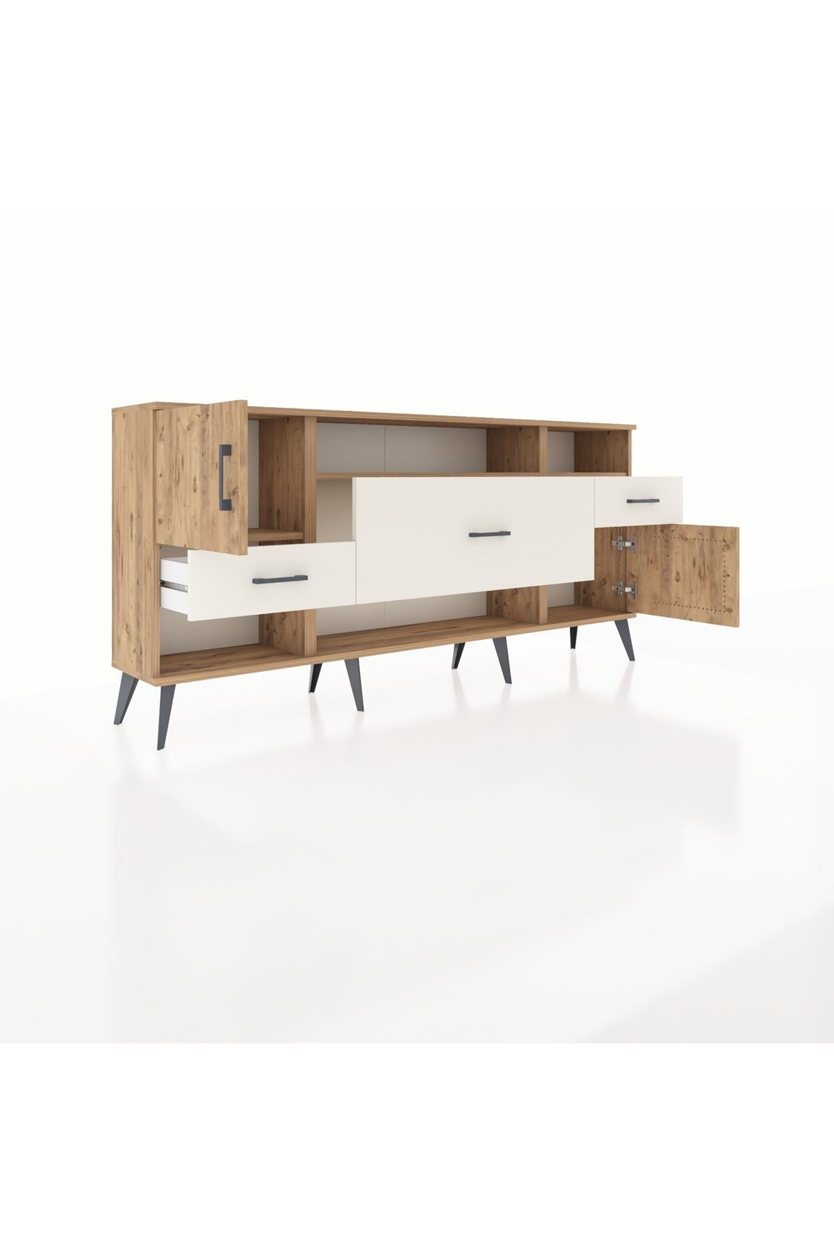 Arges Konsol 3 Raflı 3 Çekmeceli 2 Kapaklı 176x30x83 - S148M024V19A