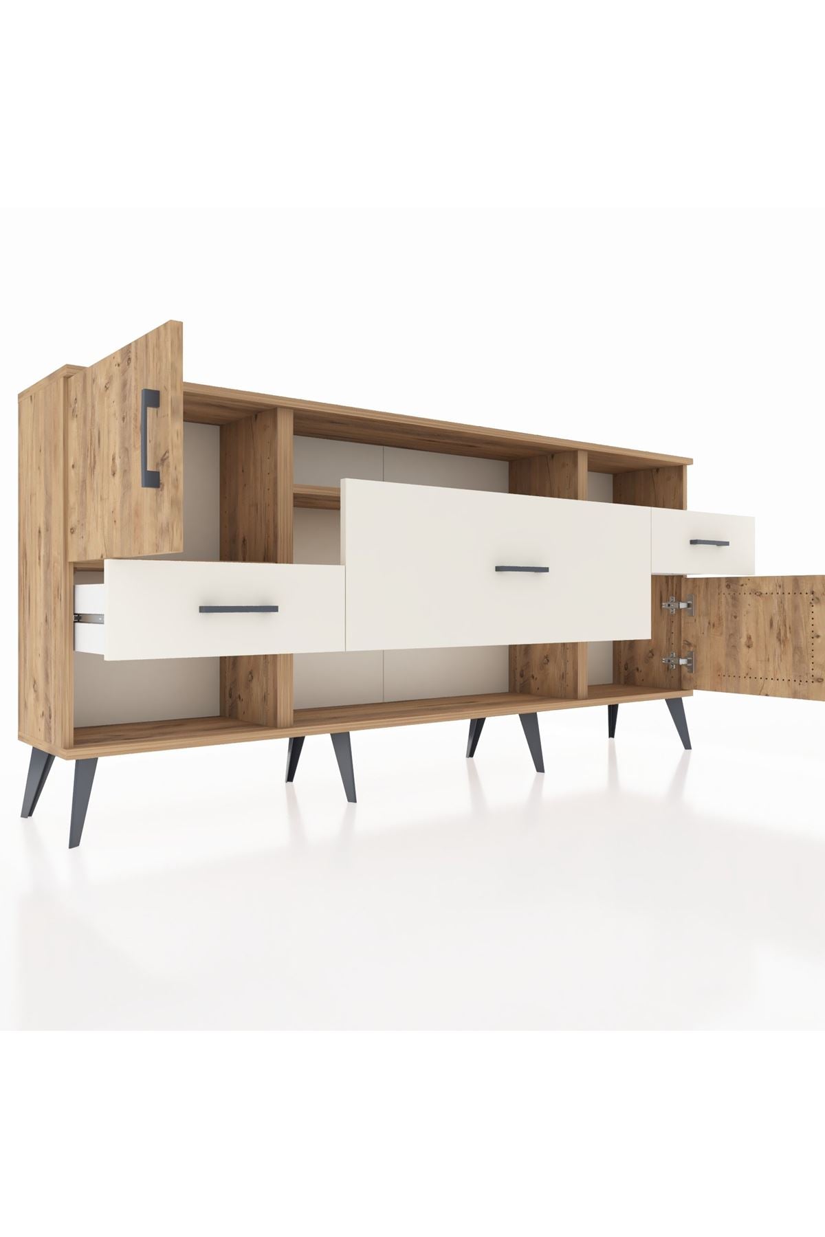Arges Konsol 3 Raflı 3 Çekmeceli 2 Kapaklı 176x30x83 - S148M024V19A