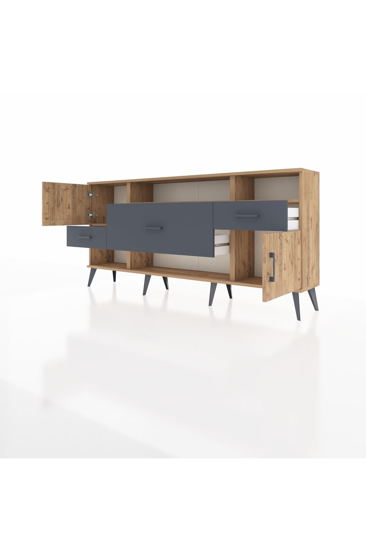 Arges Konsol 3 Raflı 3 Çekmeceli 2 Kapaklı 176x30x83 - S148M024V20A