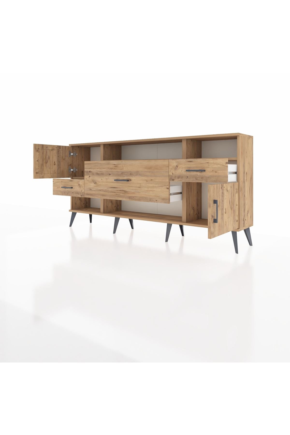 Arges Konsol 3 Raflı 3 Çekmeceli 2 Kapaklı 176x30x83 - S148M024V21A