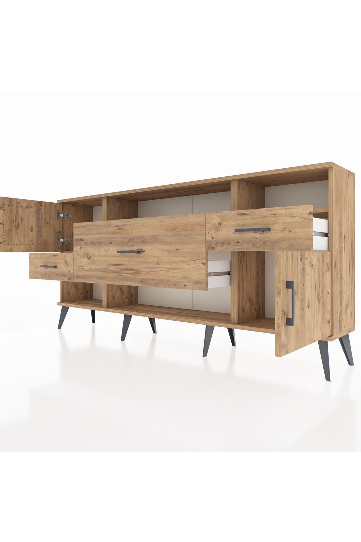 Arges Konsol 3 Raflı 3 Çekmeceli 2 Kapaklı 176x30x83 - S148M024V21A