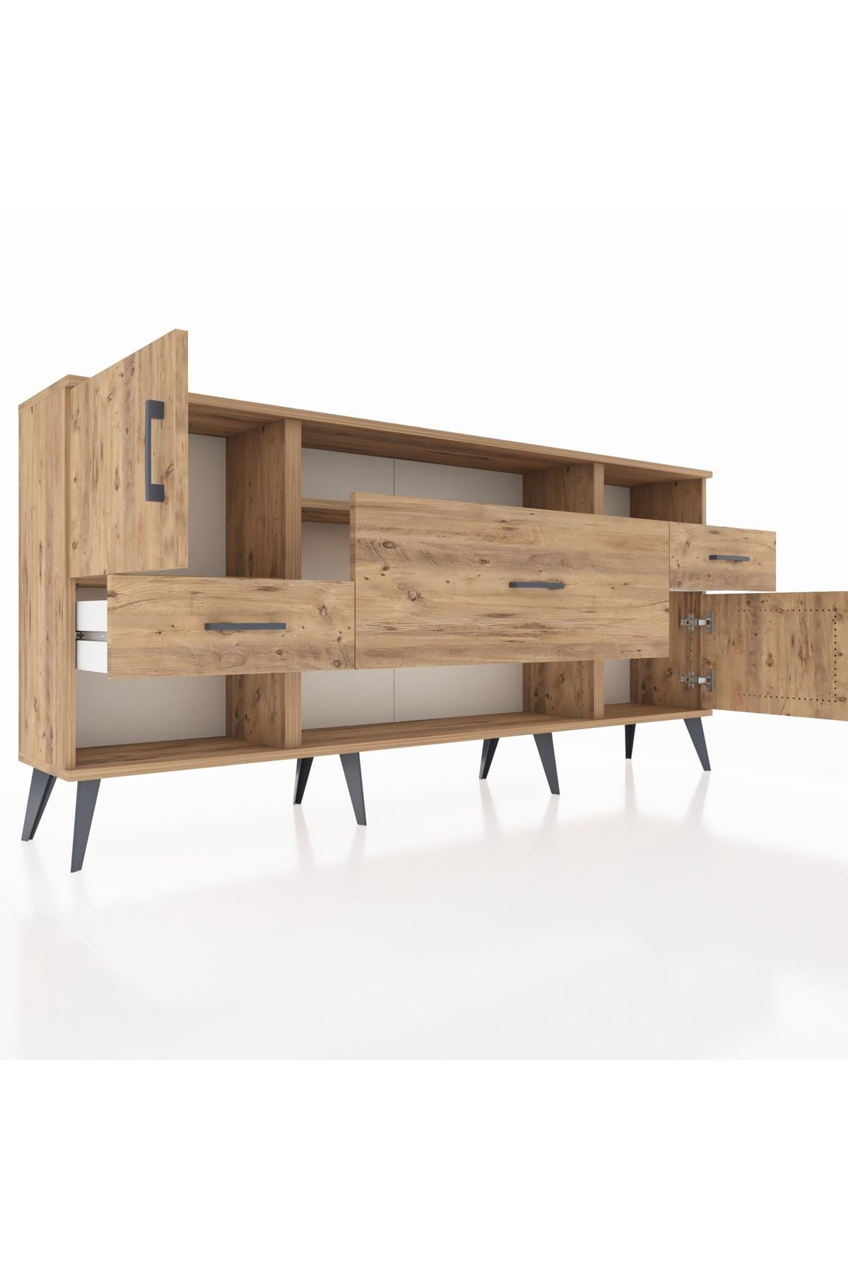 Arges Konsol 3 Raflı 3 Çekmeceli 2 Kapaklı 176x30x83 - S148M024V21A