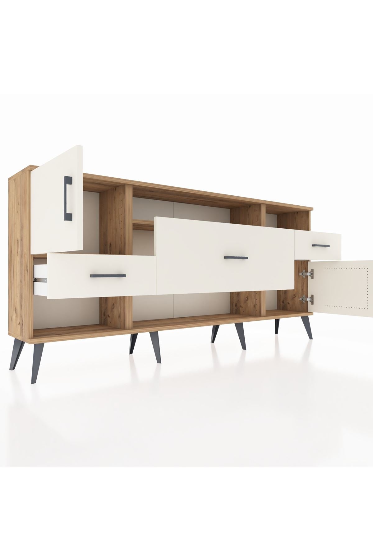 Arges Konsol 3 Raflı 3 Çekmeceli 2 Kapaklı 176x30x83 - S148M024V22A