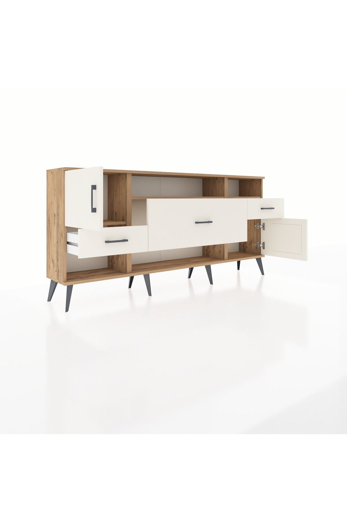 Arges Konsol 3 Raflı 3 Çekmeceli 2 Kapaklı 176x30x83 - S148M024V22A