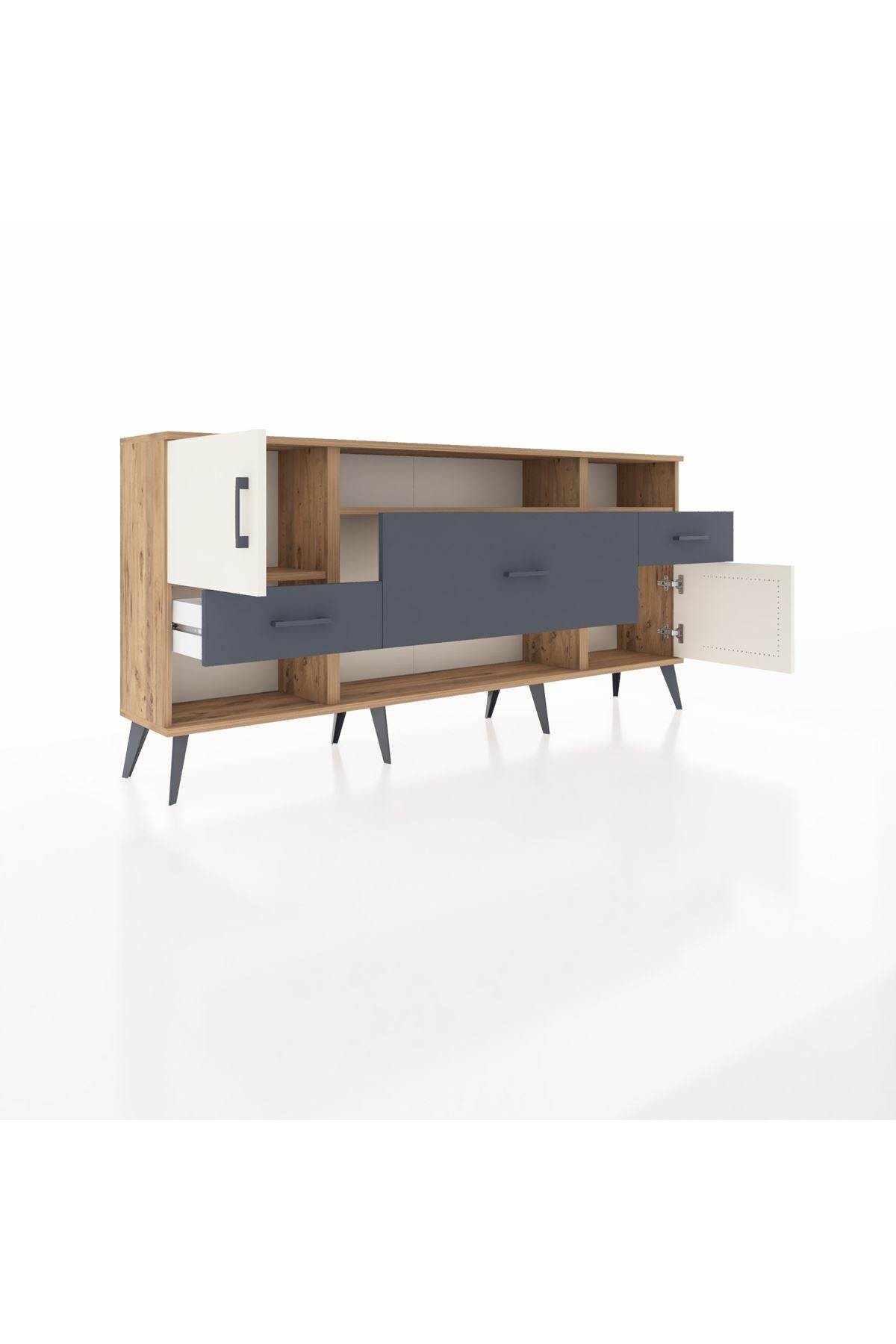 Arges Konsol 3 Raflı 3 Çekmeceli 2 Kapaklı 176x30x83 - S148M024V23A