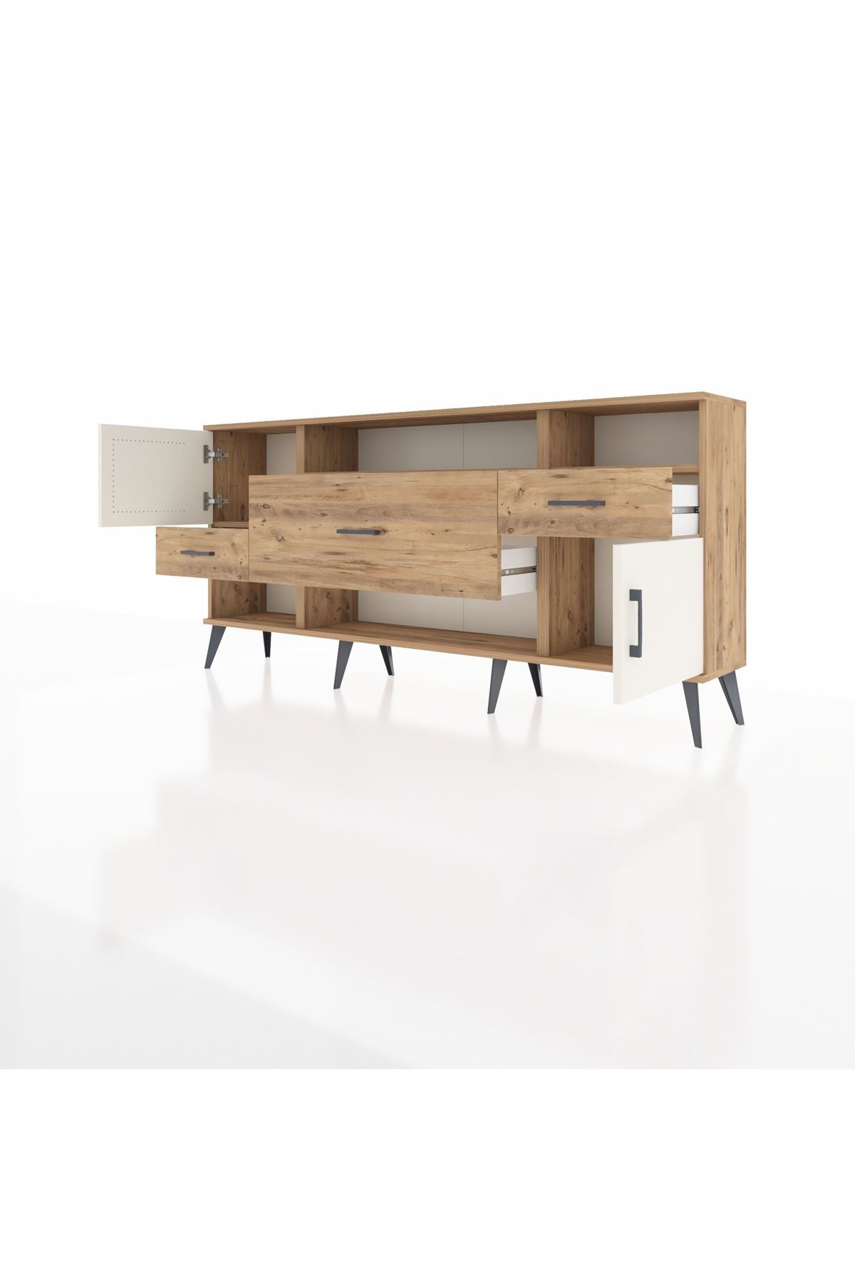 Arges Konsol 3 Raflı 3 Çekmeceli 2 Kapaklı 176x30x83 - S148M024V24A