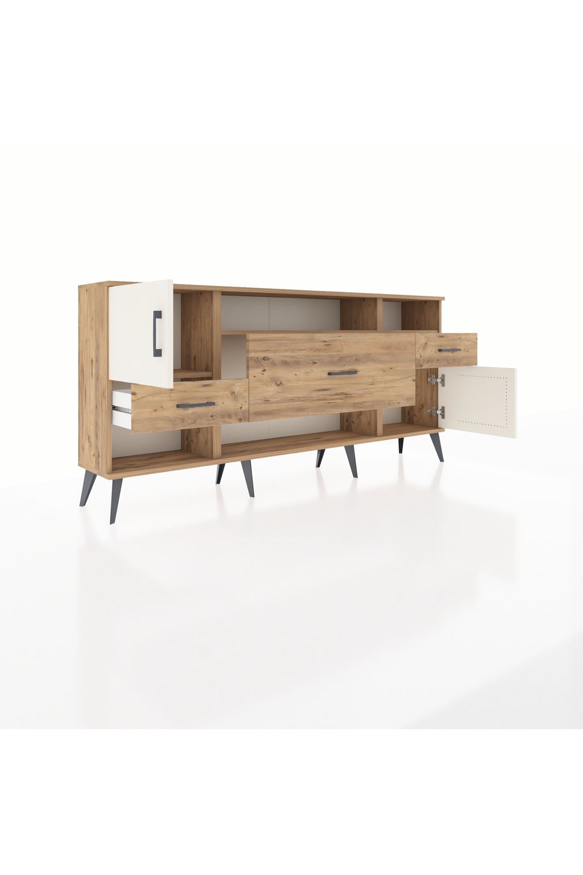 Arges Konsol 3 Raflı 3 Çekmeceli 2 Kapaklı 176x30x83 - S148M024V24A