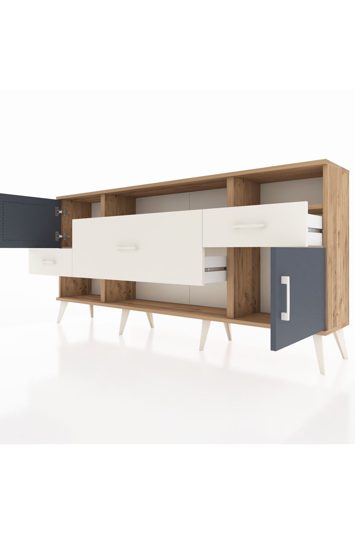 Arges Konsol 3 Raflı 3 Çekmeceli 2 Kapaklı 176x30x83 - S148M024V25A