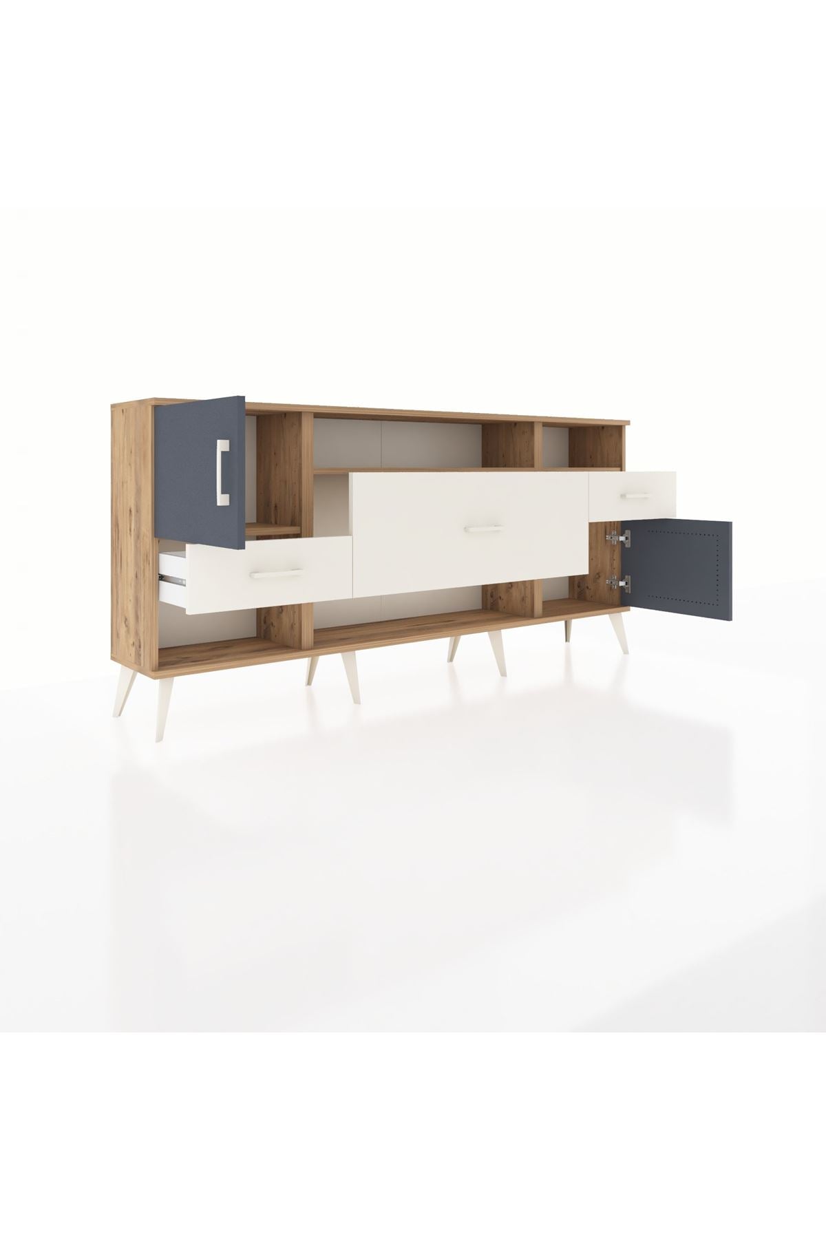 Arges Konsol 3 Raflı 3 Çekmeceli 2 Kapaklı 176x30x83 - S148M024V25A