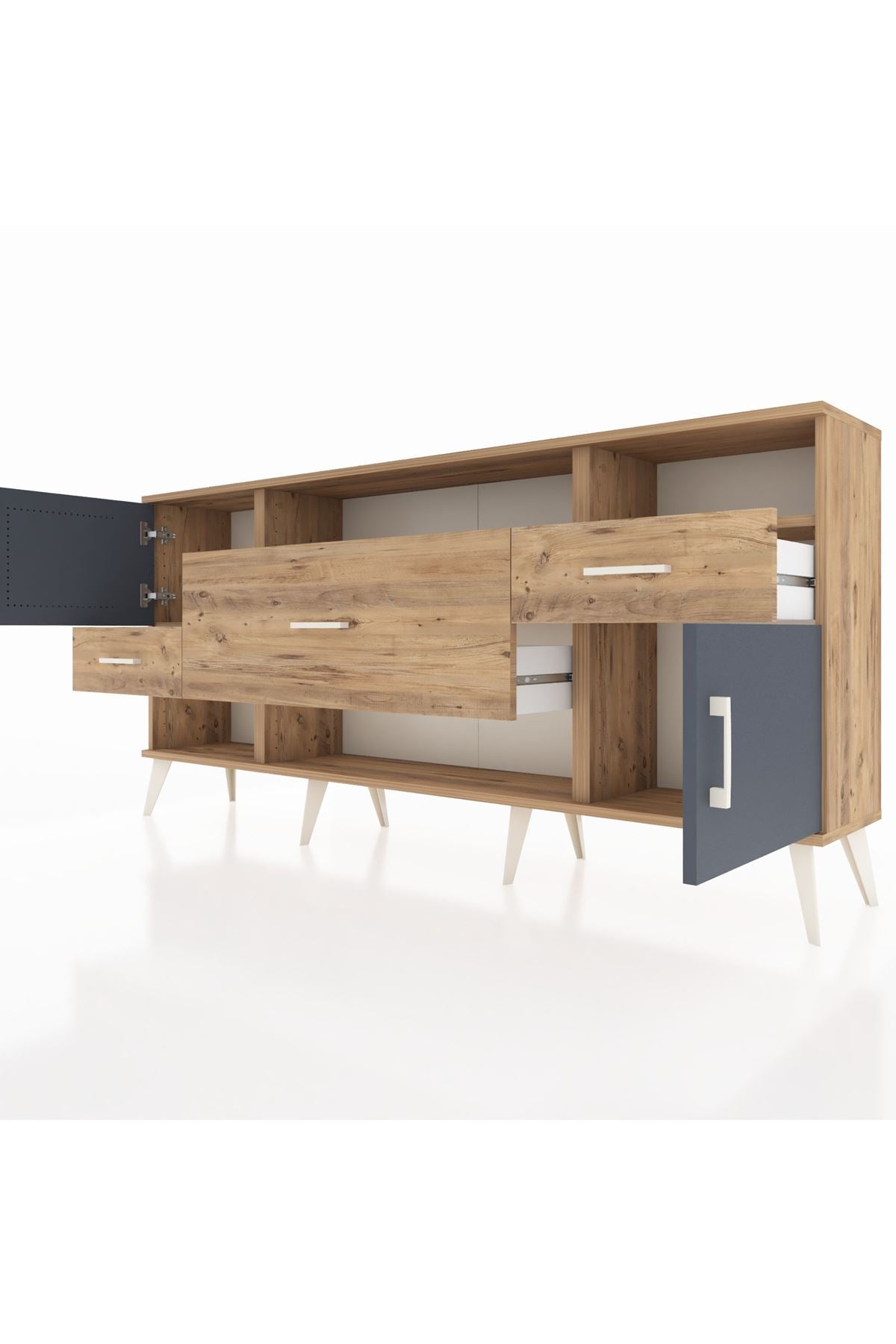 Arges Konsol 3 Raflı 3 Çekmeceli 2 Kapaklı 176x30x83 - S148M024V27A