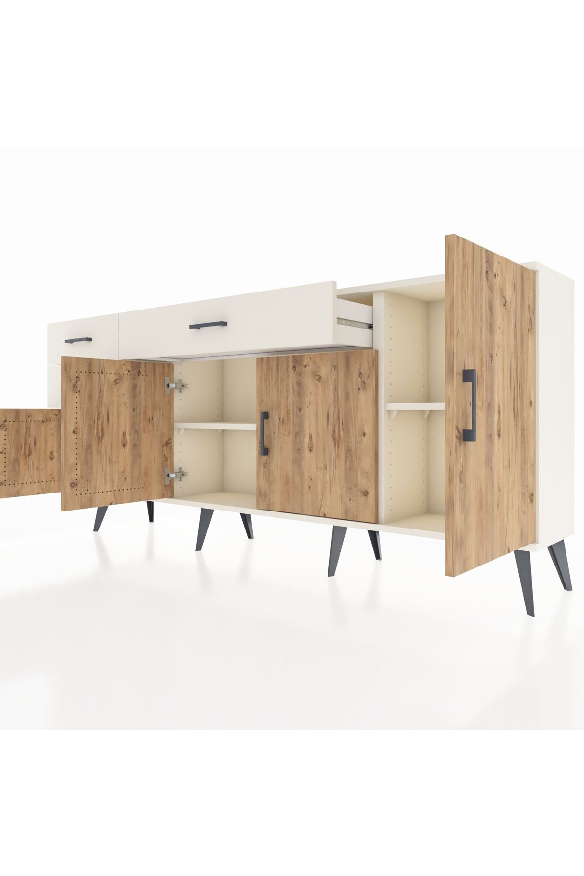 Arges Konsol 3 Raflı 3 Çekmeceli 4 Kapaklı 176x30x83 - S148M025V01A