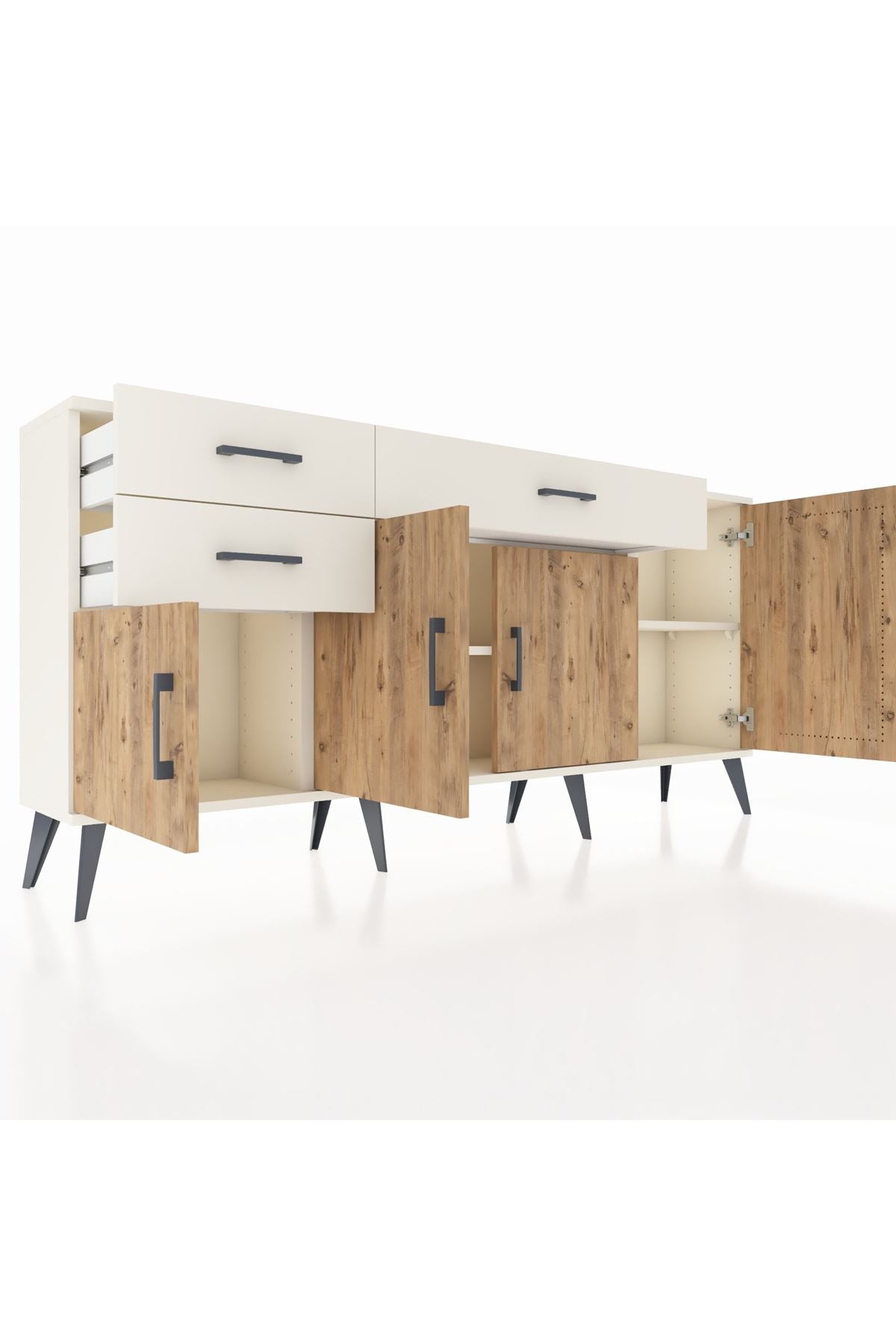 Arges Konsol 3 Raflı 3 Çekmeceli 4 Kapaklı 176x30x83 - S148M025V01A