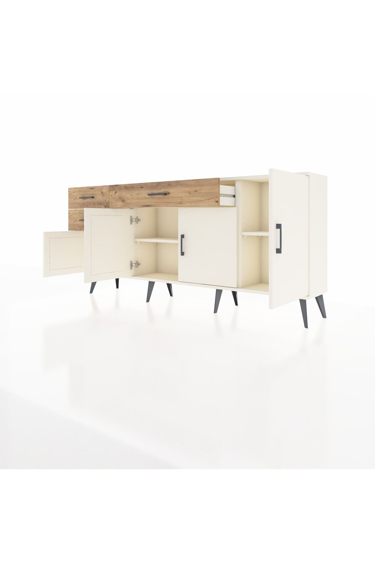 Arges Konsol 3 Raflı 3 Çekmeceli 4 Kapaklı 176x30x83 - S148M025V06A