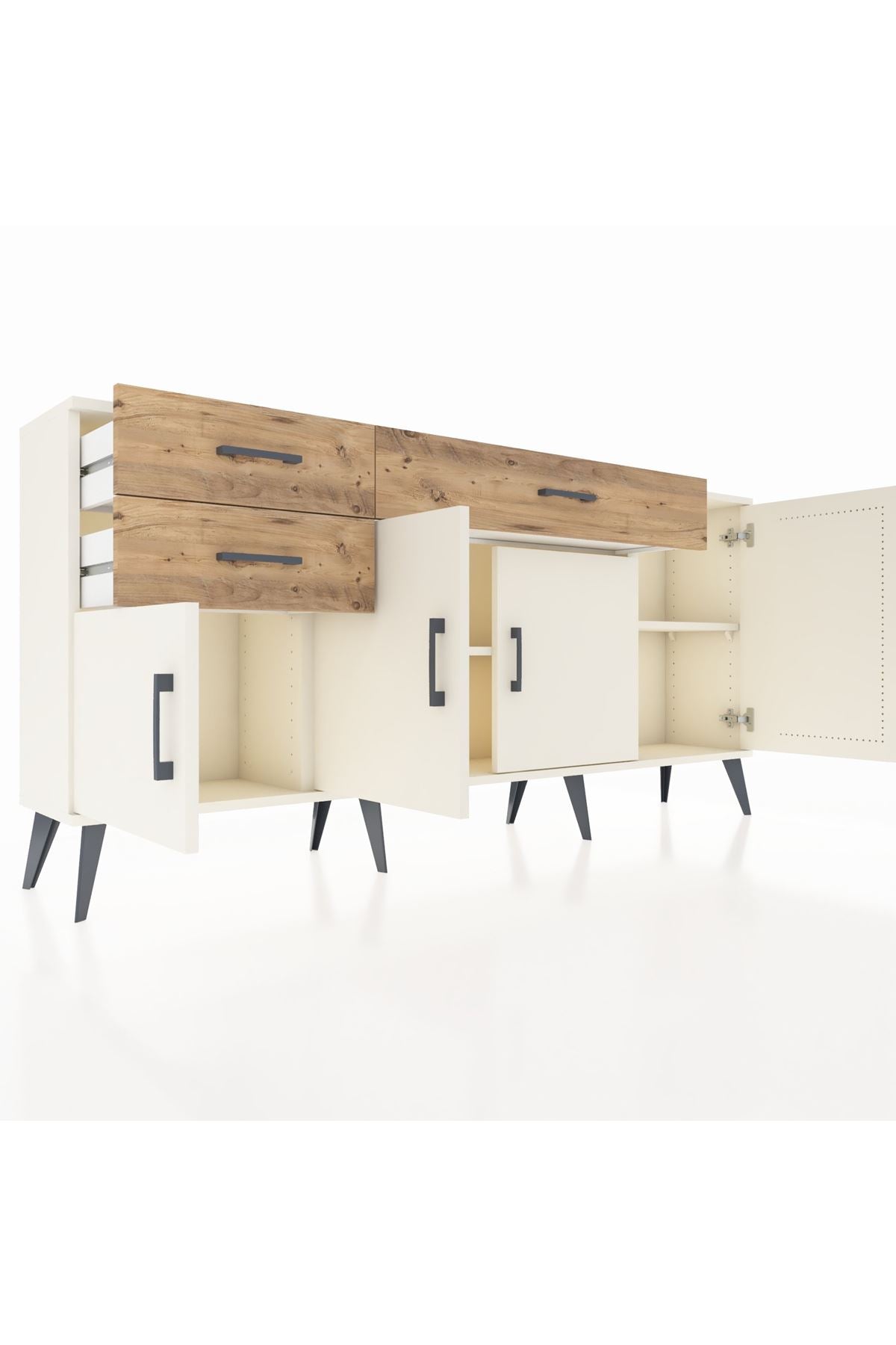 Arges Konsol 3 Raflı 3 Çekmeceli 4 Kapaklı 176x30x83 - S148M025V06A